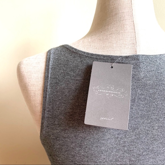 ONLY HEARTS ANTHROPOLOGIE Tank top Metallic gray Small Longline Lace detailing - Picture 5 of 8